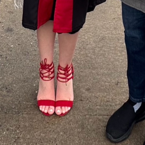 Charlotte russe sienna red lace up wedge heels - Picture 2 of 5